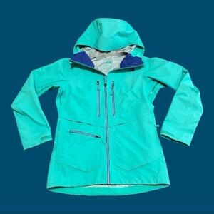 North Face blue heavy duty rain jacket with hood size women’s M